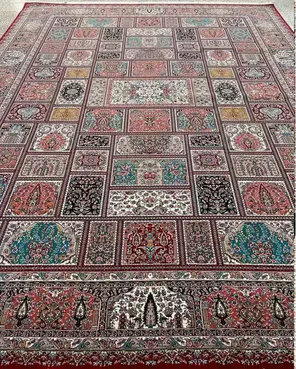 فرش ماشینی 700 شانه طرح خشتی لاکی - ارسال رایگان - 1