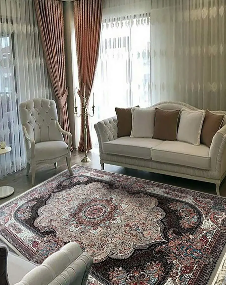  فرش ماشینی 700 شانه فیلی طرح نسترن ورژن - ارسال رایگان - 1