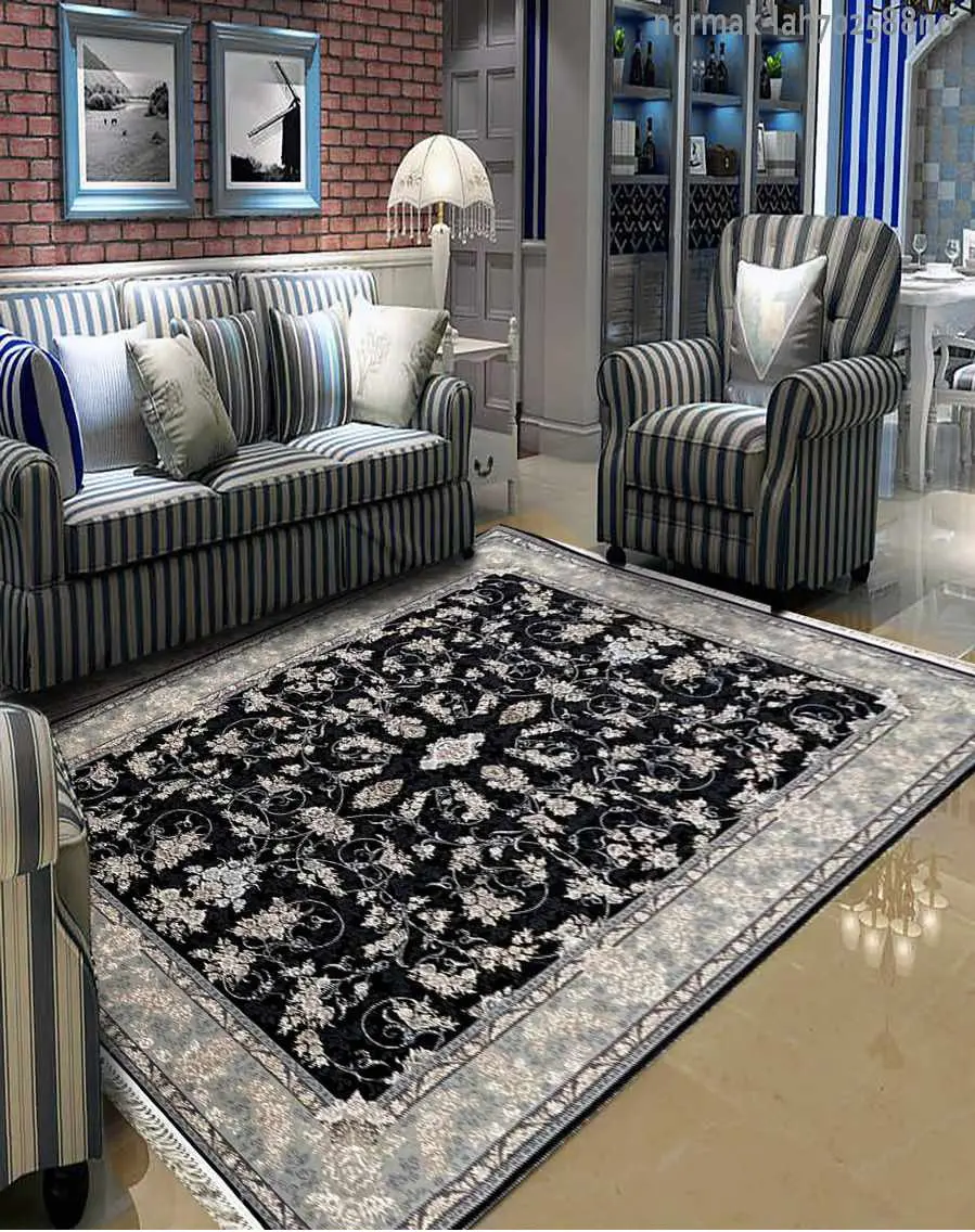  فرش ماشینی طرح افشان سرمه ای سحر 700 شانه ورژن - ارسال رایگان - 1