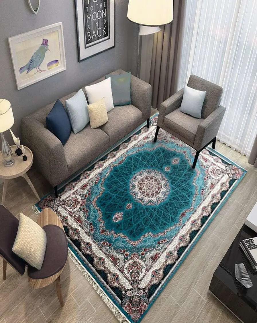  فرش ماشینی آبی جدید 700 شانه طرح زیبای شیدا ورژن - ارسال رایگان - 1
