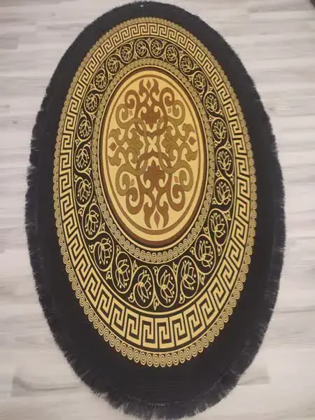 فرشینه بیضی ترمزدار مشکی طلایی طرح یلدا کد B1301 - 1