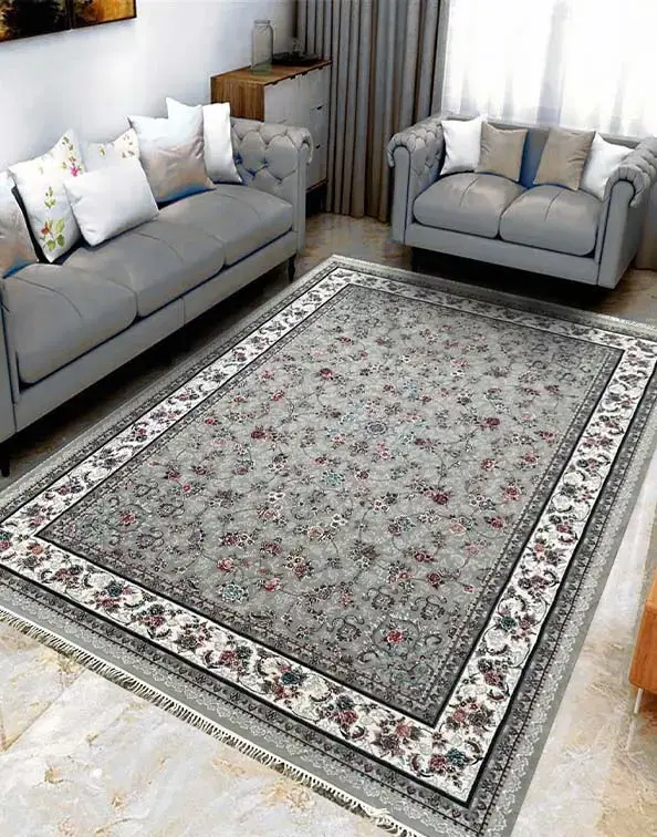  فرش ماشینی افشان گیلدا فیلی 700 شانه حاشیه کرم ورژن - ارسال رایگان - 1