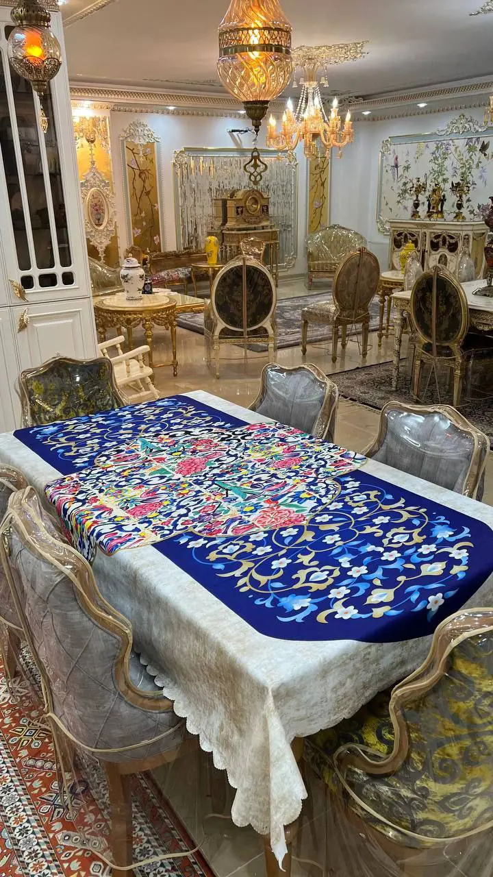 رومیزی مخمل شانل درجه یک مدل B20062  - 1