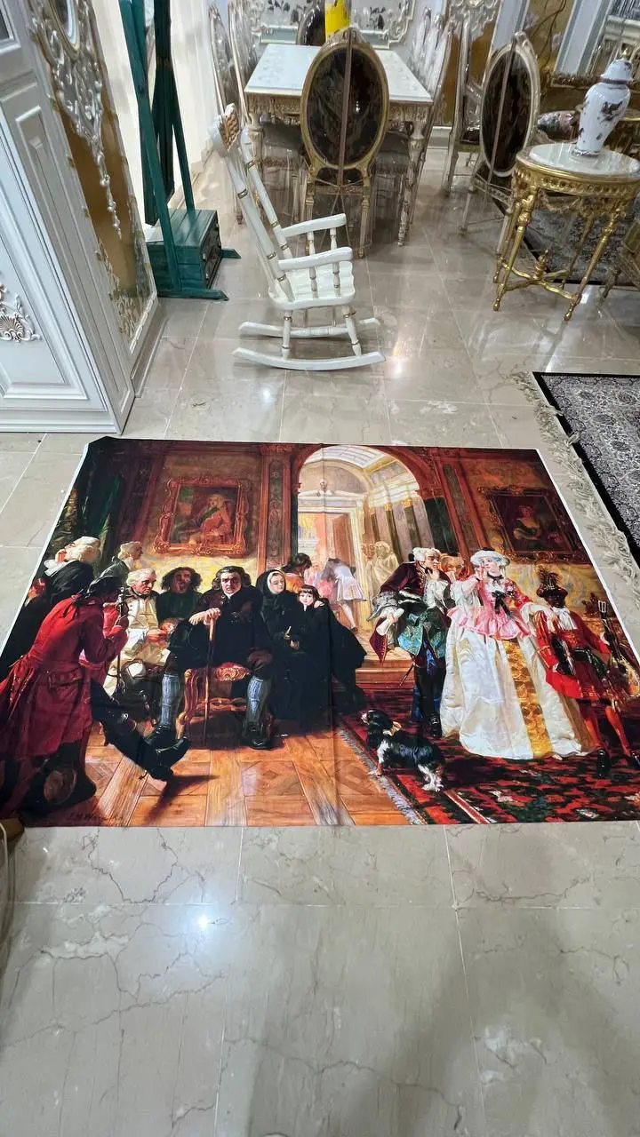 رومیزی مخمل شانل درجه یک طرح نقاشی - 1