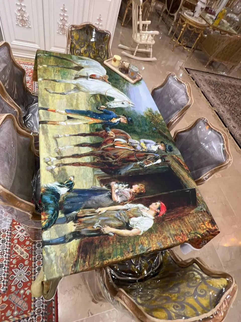 رومیزی مخمل شانل درجه یک طرح نقاشی سه بعدی - 1