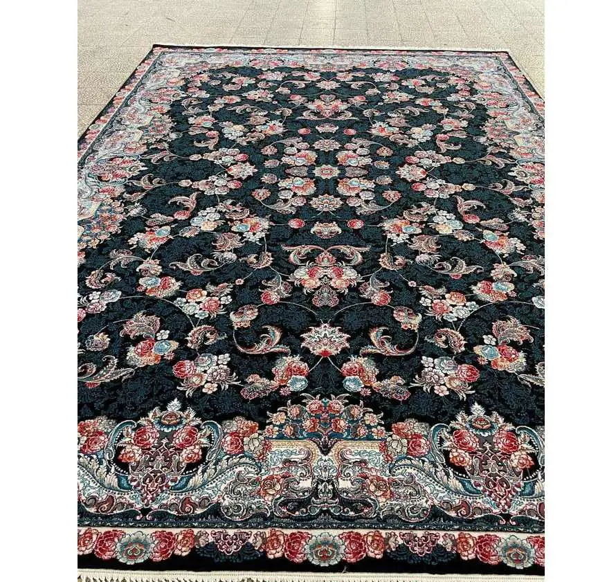  فرش ماشینی افشان سرمه ای الماس 700 شانه ورژن - ارسال رایگان - 1