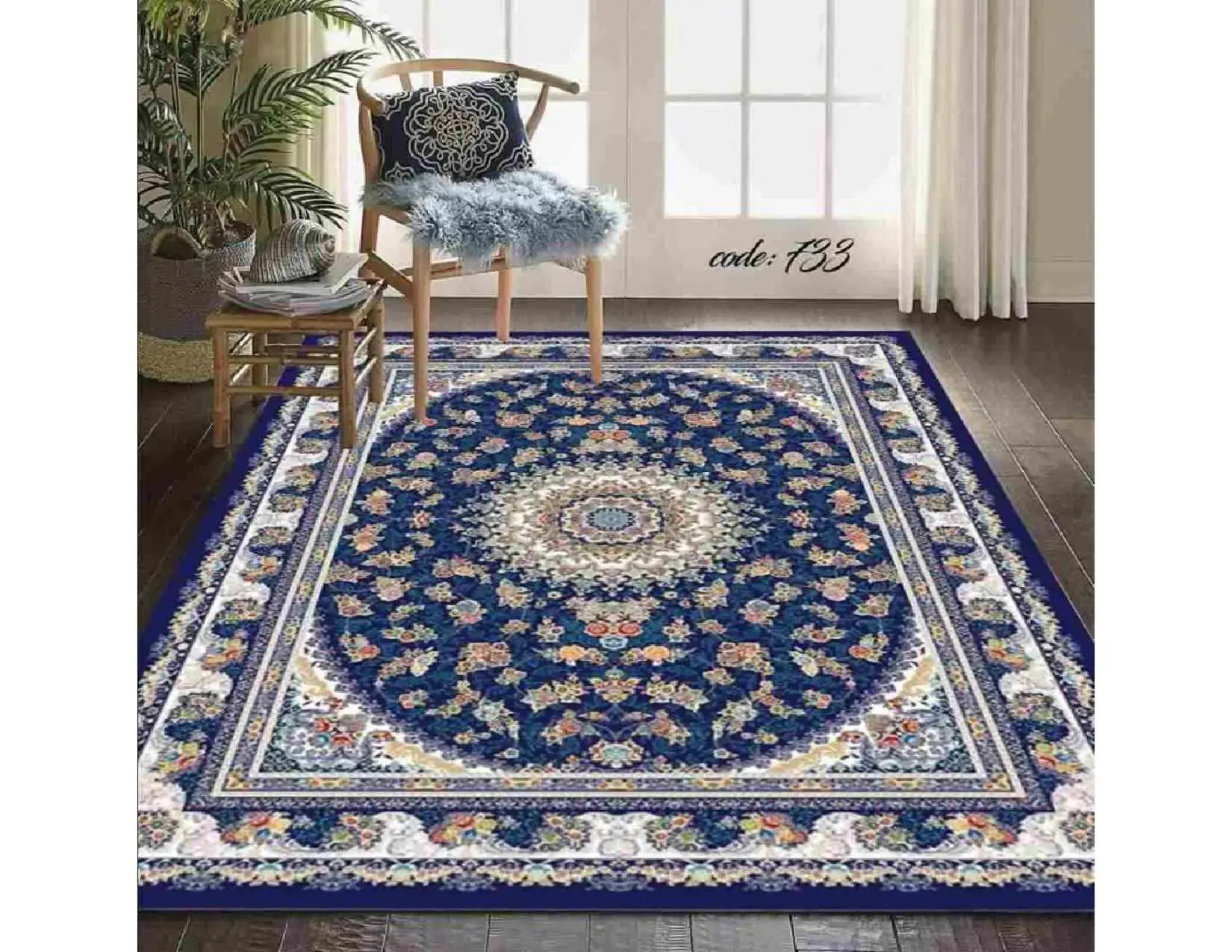 فرشینه ترمزدار و ریشه‌دار طرح مهدیس کد A733 - 1
