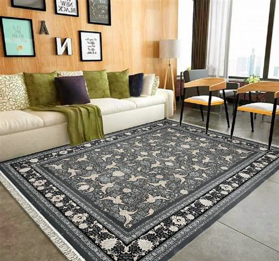  فرش ماشینی افشان طلایی دودی طرح مژگان 700 شانه ورژن - ارسال رایگان - 1