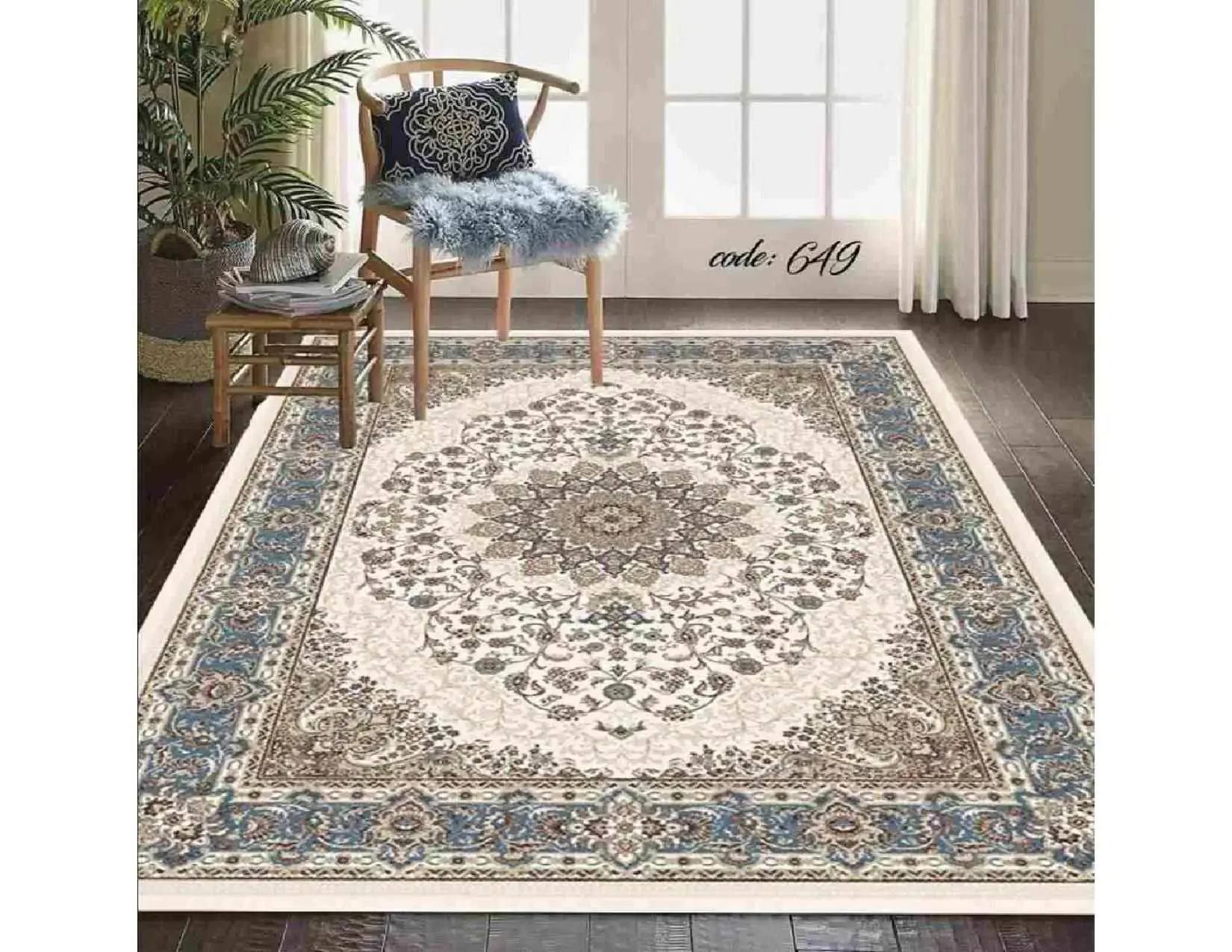فرشینه ترمزدار و ریشه‌دار طرح نگار کد A649 - 1
