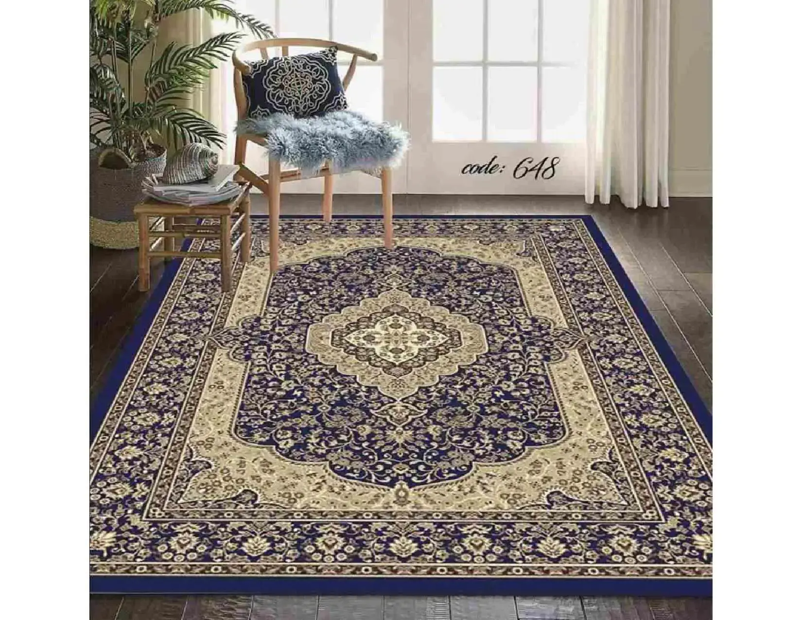 فرشینه ترمزدار و ریشه‌دار طرح کیانا کد A648 - 1