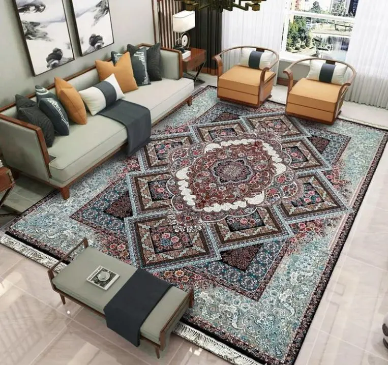  فرش 700ماشینی  شانه ارزان قیمت طرح آرزو سرمه ای ورژن - ارسال رایگان - 1
