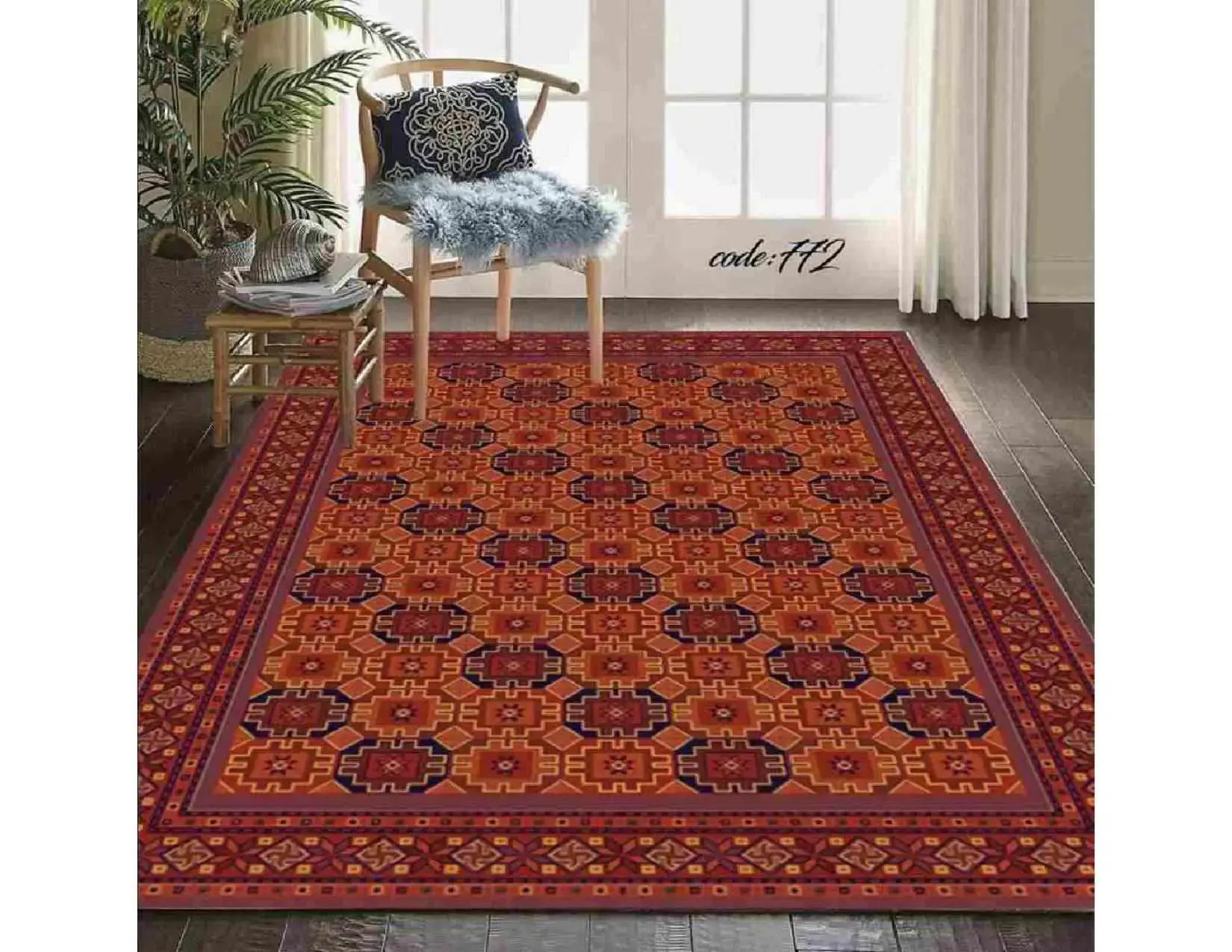 فرشینه ترمزدار و ریشه‌دار طرح ترلان کد A772 - 1