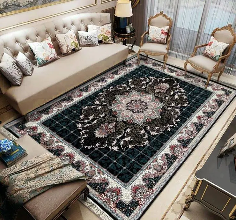  فرش ماشینی 700 شانه هیوا 700 شانه زمینه سرمه ای ورژن - ارسال رایگان - 1