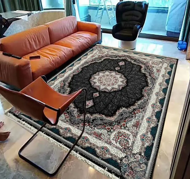  فرش 700ماشینی  شانه شیک طرح شیدا سرمه ای ورژن - ارسال رایگان - 1