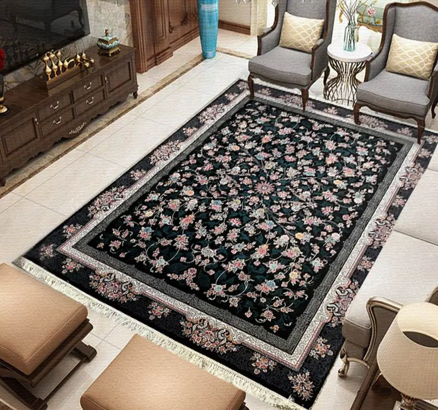  فرش ماشینی 700 شانه افشان سرمه ای طرح جانان ورژن - ارسال رایگان - 1