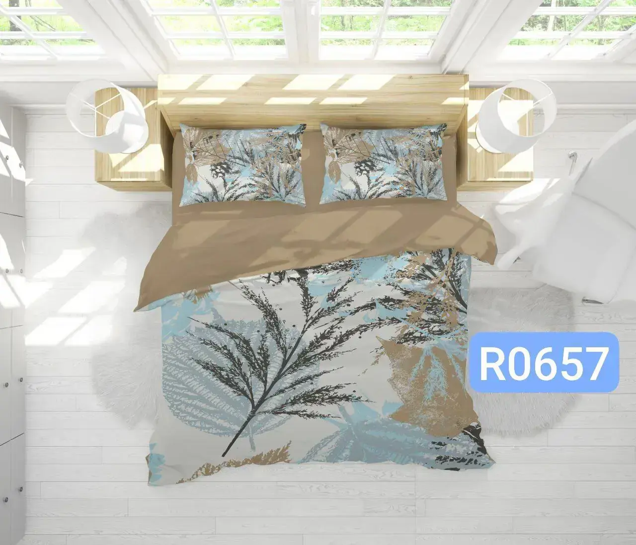 ست رو تختی برگ کد R0657 - 1