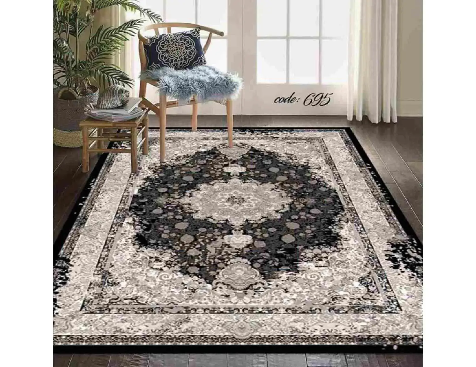 فرشینه ترمزدار و ریشه‌دار طرح ساغر کد A695 - 1