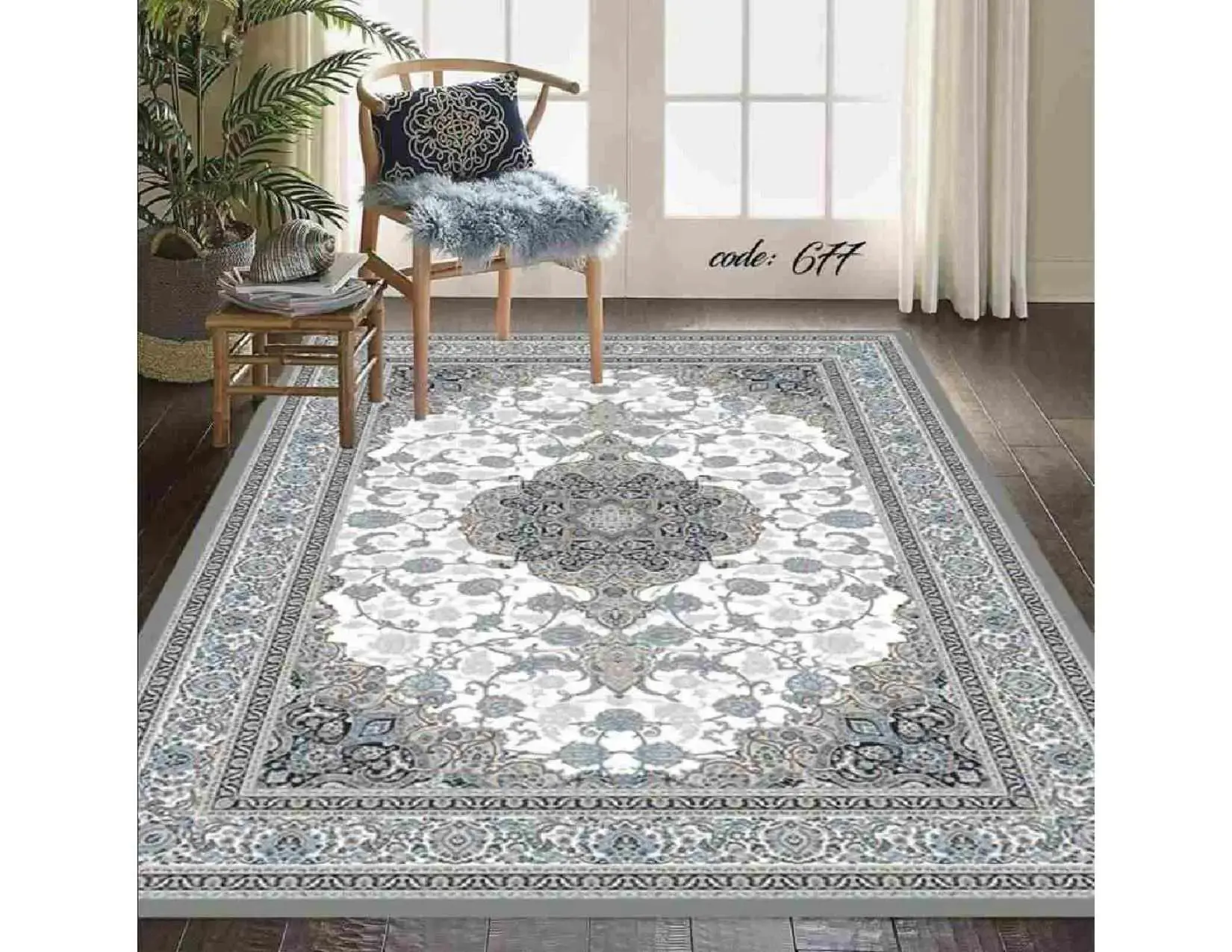 فرشینه ترمزدار و ریشه‌دار طرح آیسل کد A677 - 1