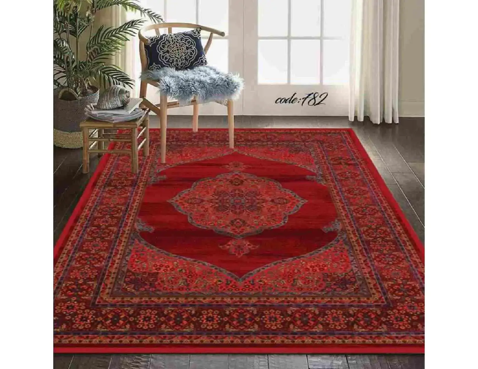 فرشینه ترمزدار و ریشه‌دار طرح پرنیا کد A782 - 1