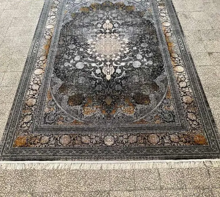  فرش ماشینی وینتیج دودی 700 شانه طرح ثروت ورژن - ارسال رایگان - 1