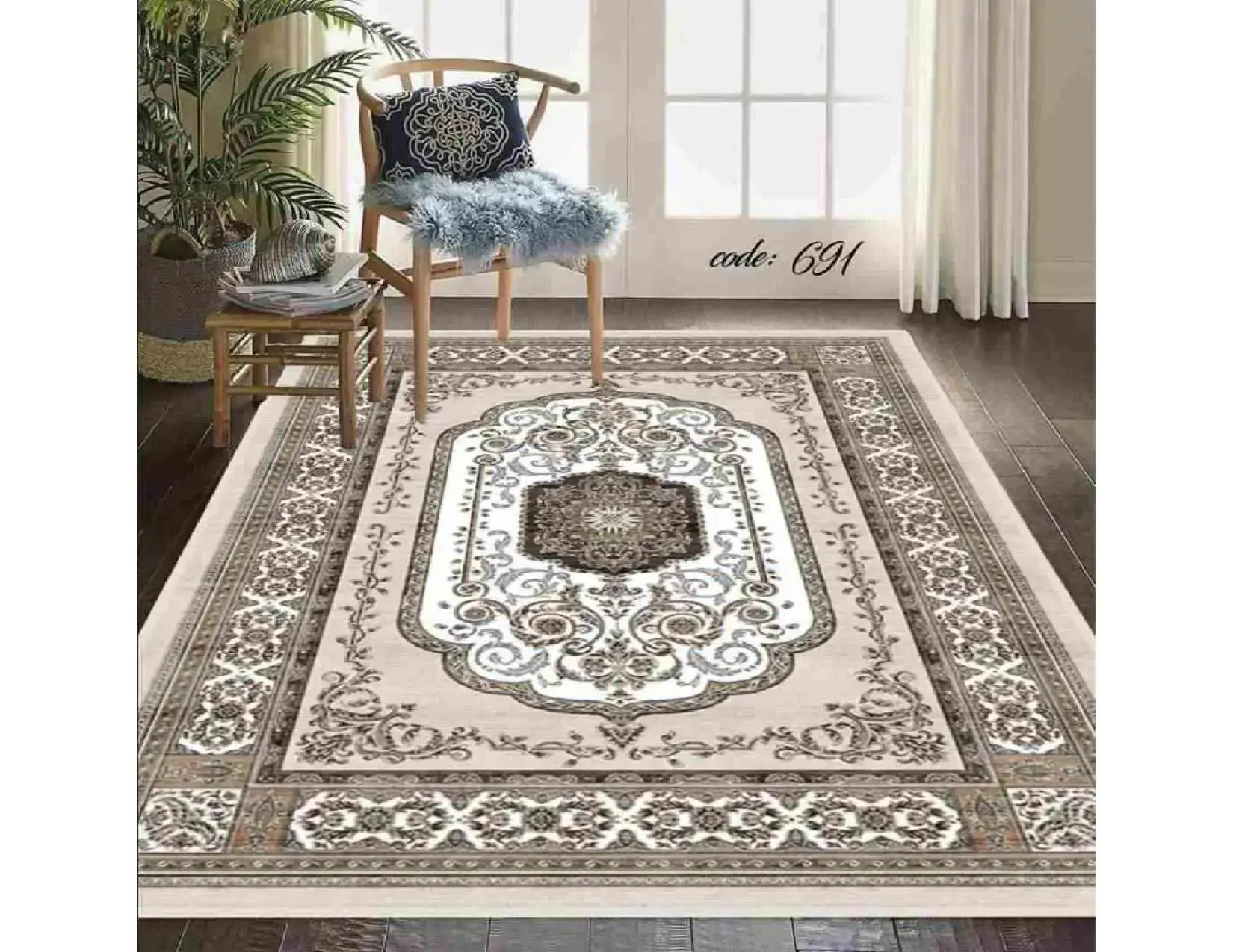 فرشینه ترمزدار و ریشه‌دار طرح نازگل کد A691 - 1