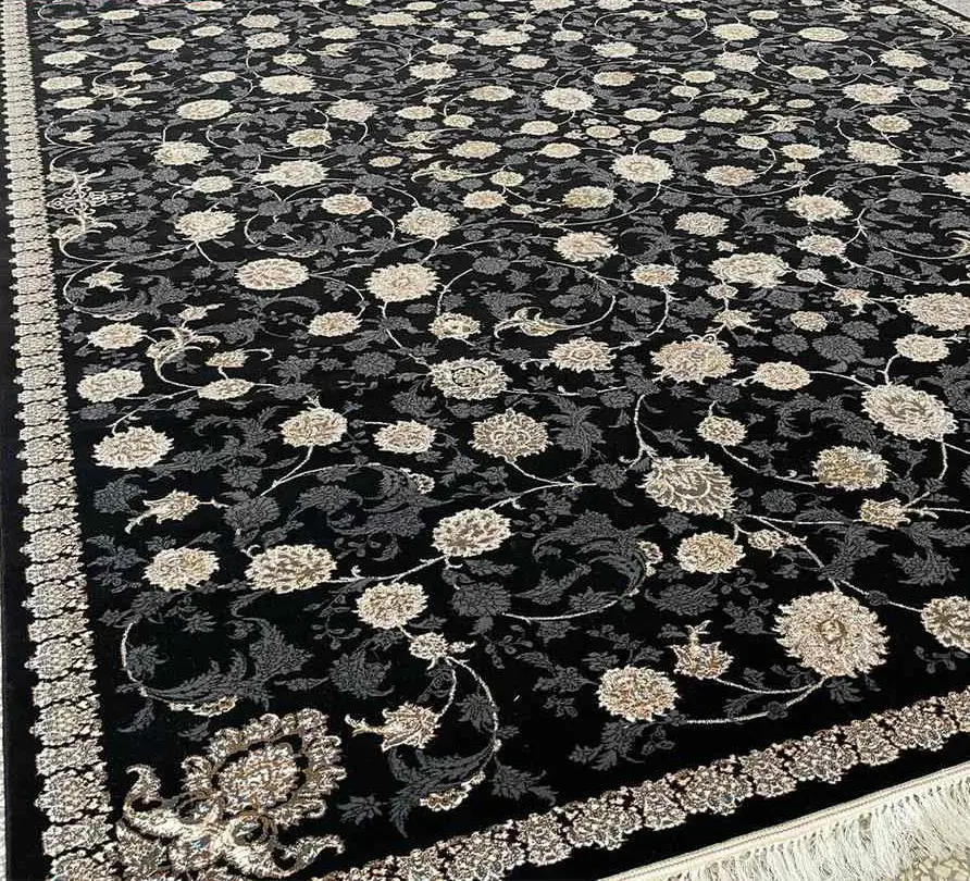  فرش ماشینی سرمه ای 700 شانه افشان طرح هستی ورژن - ارسال رایگان - 1