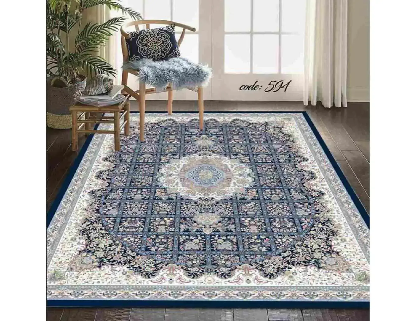 فرشینه ترمزدار و ریشه‌دار طرح پریا کد A594 - 1