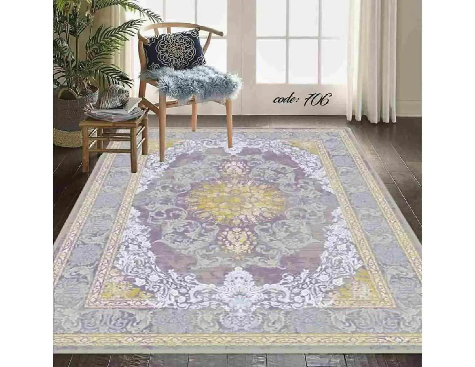 فرشینه ترمزدار و ریشه‌دار طرح سارا کد A706 - 1