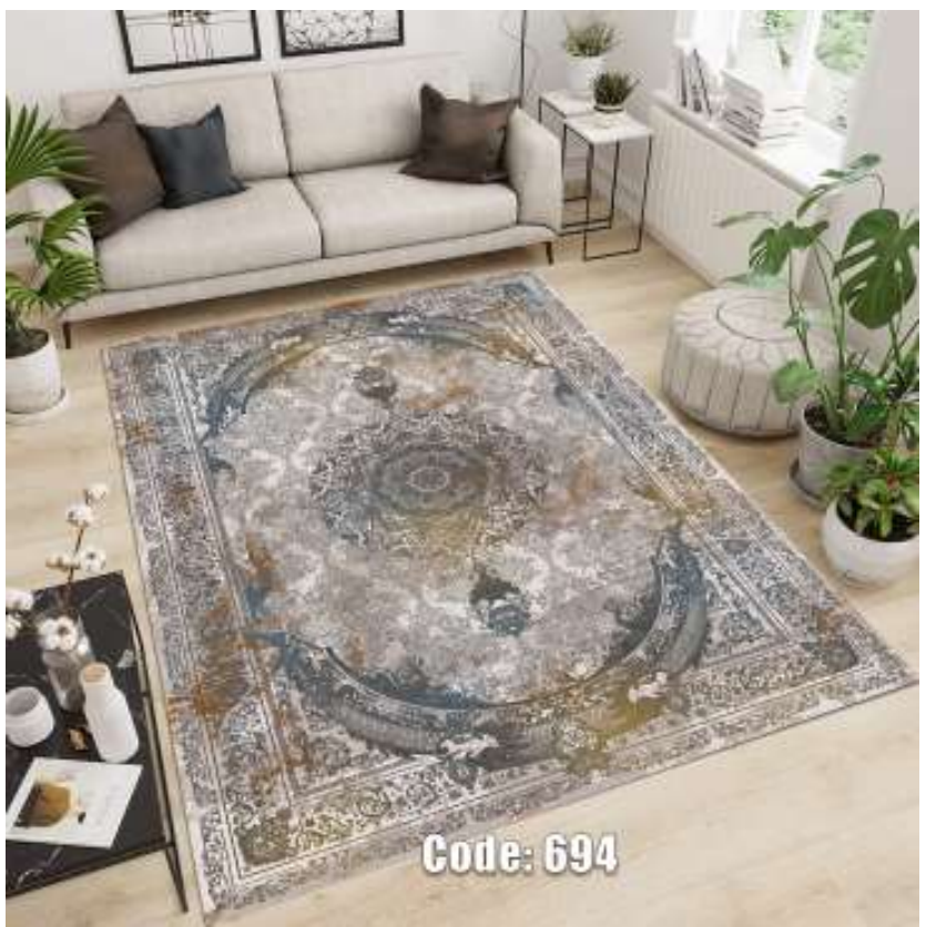 فرشینه ترمزدار و ریشه‌دار طرح غزال کد C694 - 1