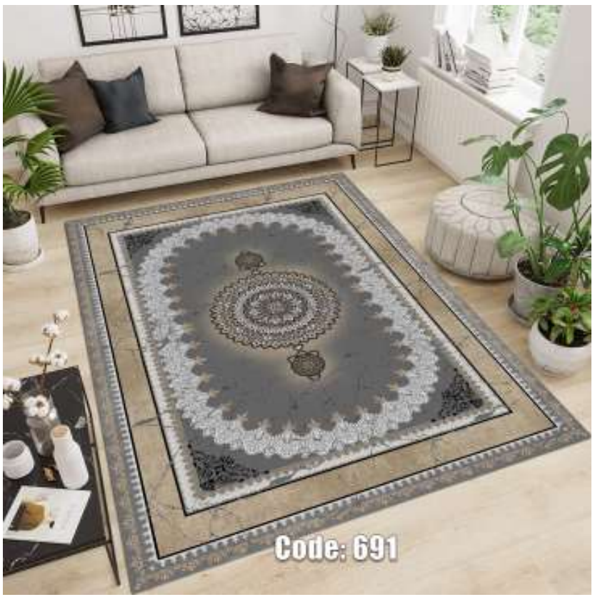فرشینه ترمزدار و ریشه‌دار طرح نازنینا کد C691 - 1