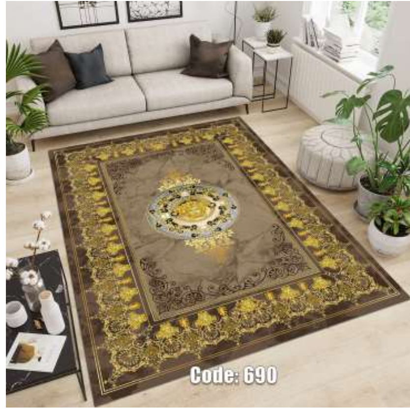 فرشینه ترمزدار و ریشه‌دار طرح گلبرگ کد C690 - 1