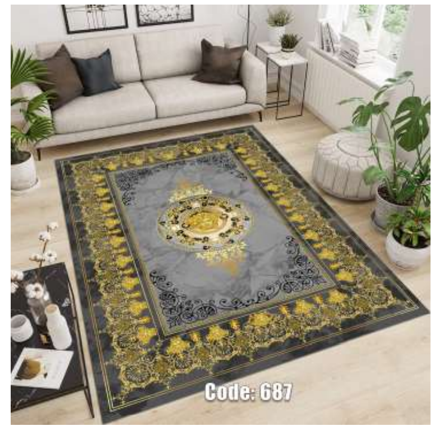 فرشینه ترمزدار و ریشه‌دار طرح مروارید کد C687 - 1