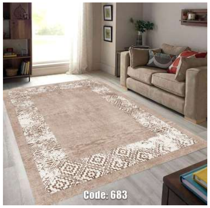 فرشینه ترمزدار و ریشه‌دار طرح ژینا کد C683 - 1