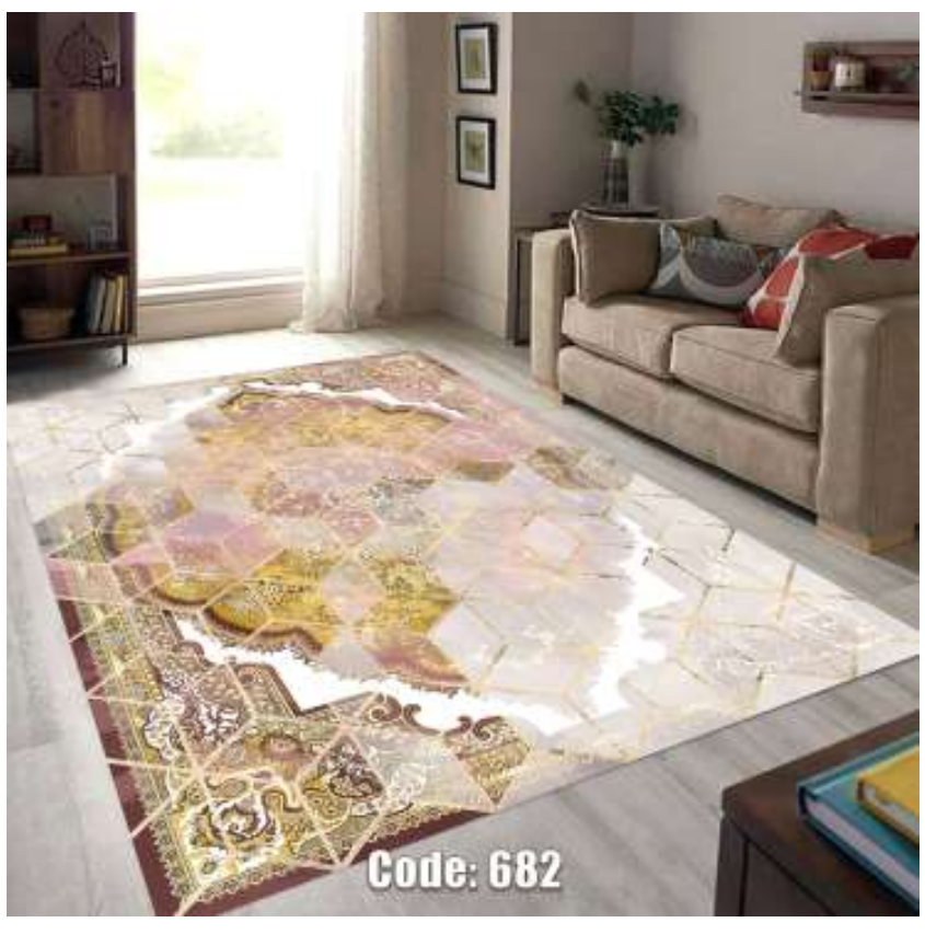 فرشینه ترمزدار و ریشه‌دار طرح غزاله کد C682 - 1