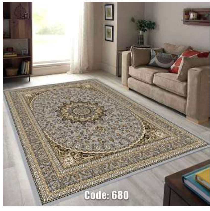 فرشینه ترمزدار و ریشه‌دار طرح جانان کد C680 - 1