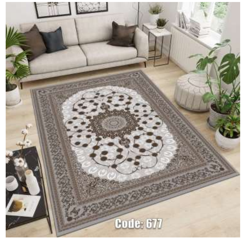 فرشینه ترمزدار و ریشه‌دار طرح رها کد C677 - 1