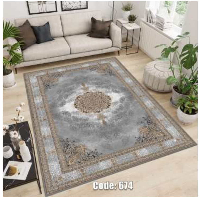 فرشینه ترمزدار و ریشه‌دار طرح نیکی کد C674 - 1