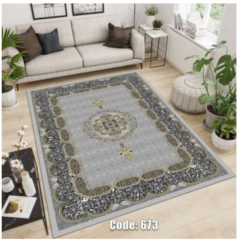 فرشینه ترمزدار و ریشه‌دار طرح روژین کد C673 - 1