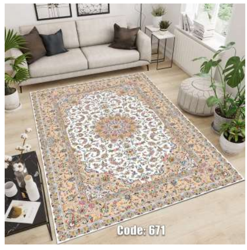فرشینه ترمزدار و ریشه‌دار طرح لیانا کد C671 - 1