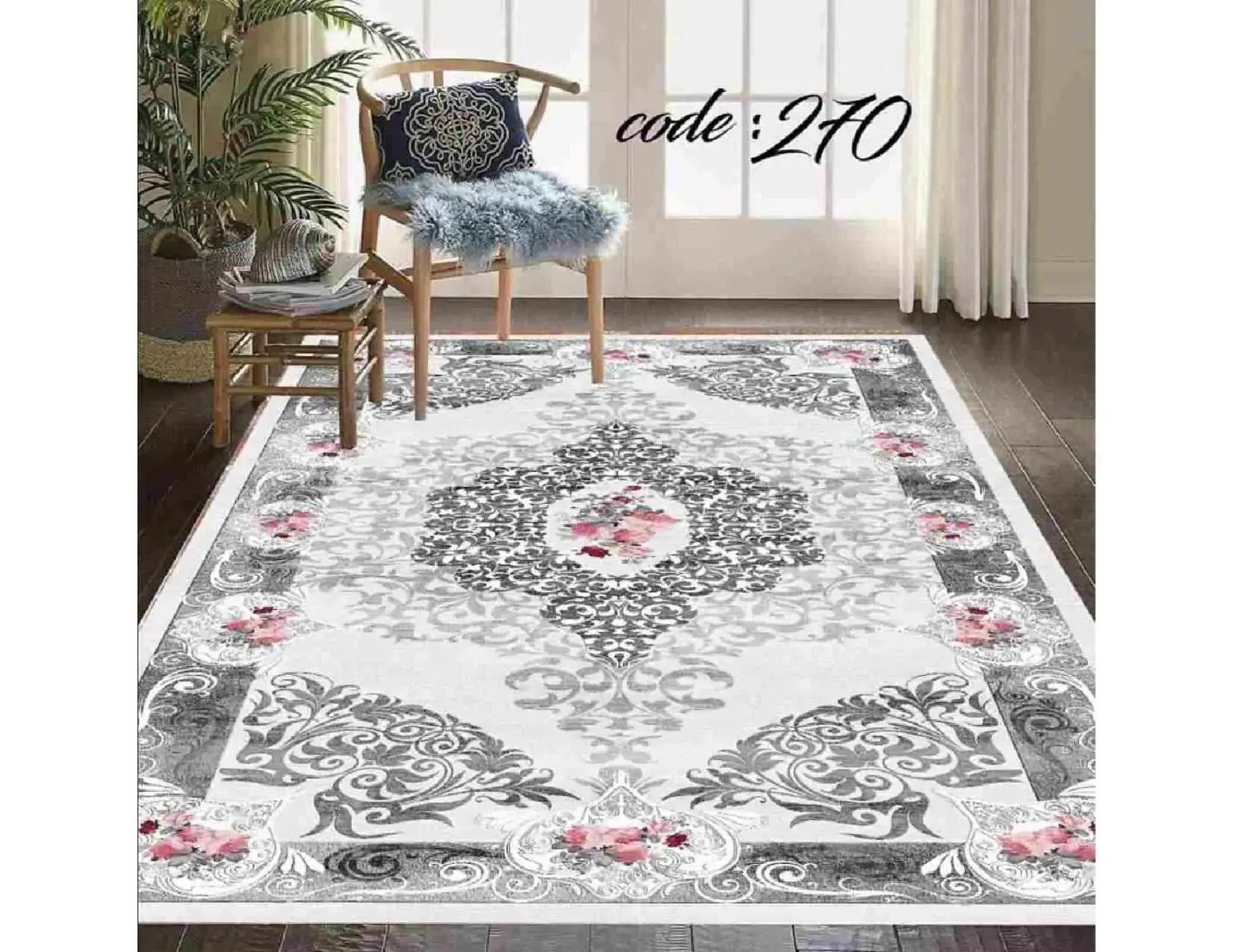 فرشینه ترمزدار و ریشه‌دار طرح غزاله کد A270 - 1