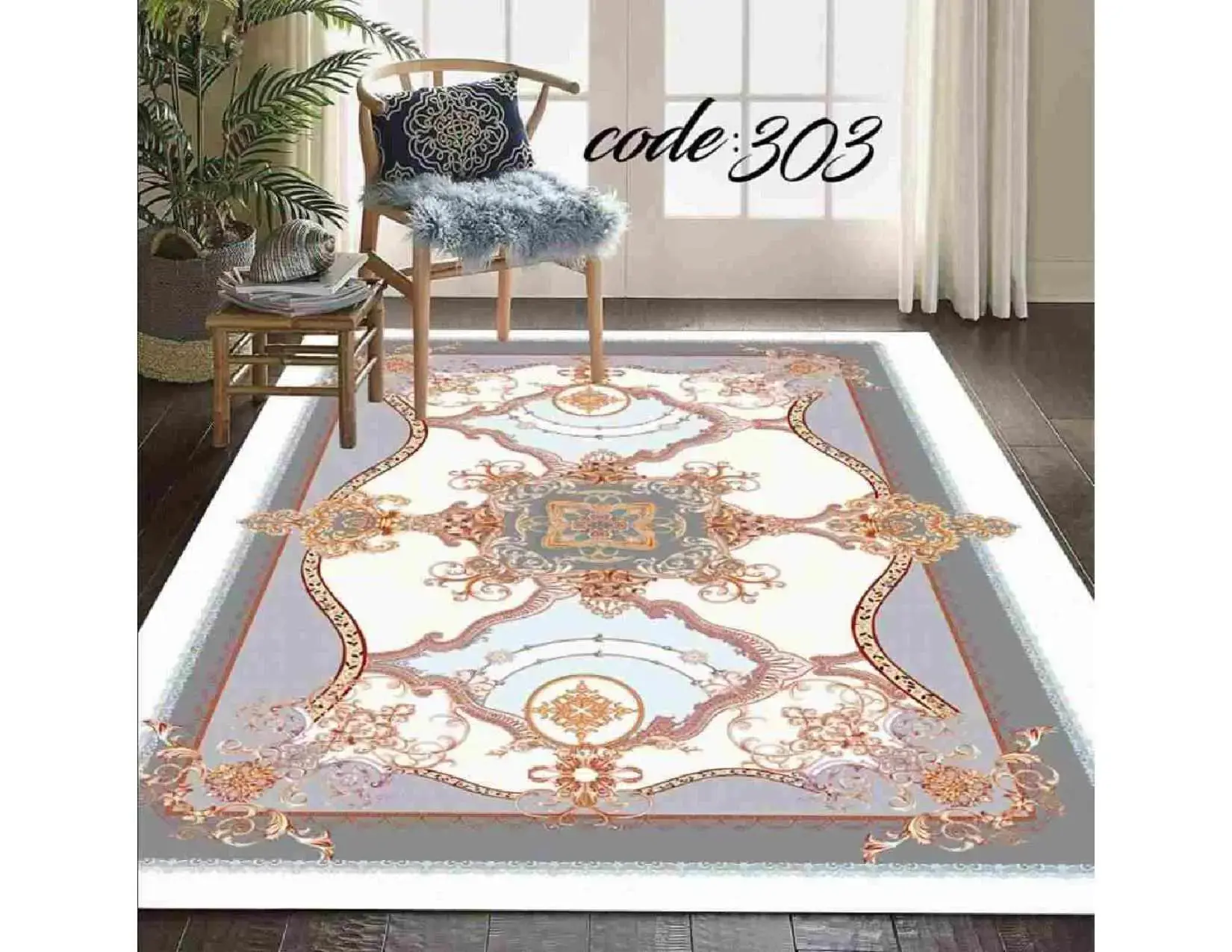 فرشینه ترمزدار و ریشه‌دار طرح ژیلا کد A303 - 1
