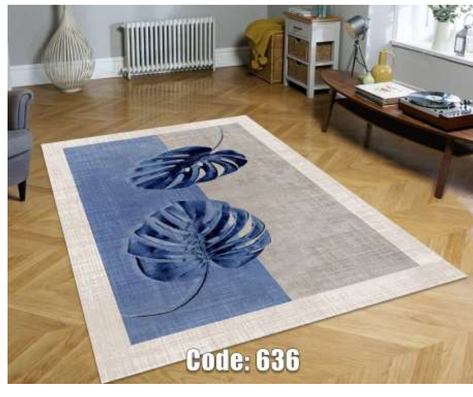 فرشینه ترمزدار و ریشه‌دار طرح نیلا کد C636 - 1