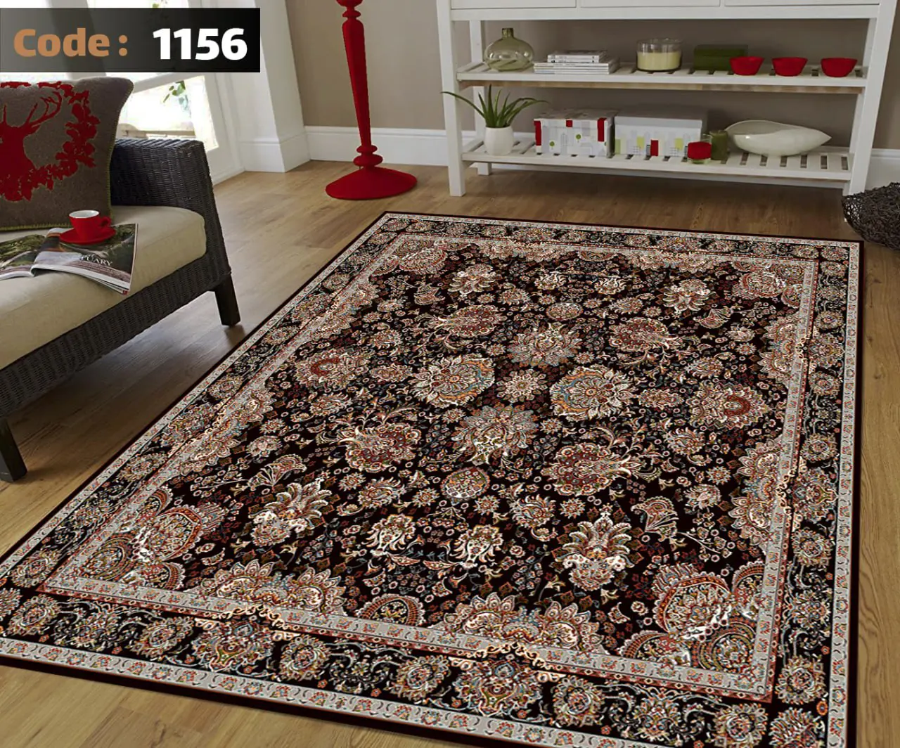 روفرشی کشدار مشکی طرح افشان B1156 - 1
