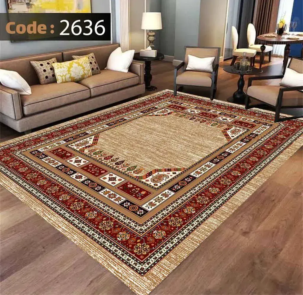 روفرشی کشدار سنتی قهوه ای کرم زرشکی کد B2636 - 1