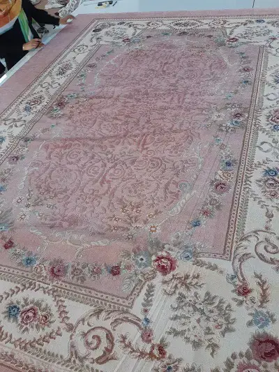 روفرشی کشدار مخمل شانل رنگ صورتی و کرم کد C168 - 1