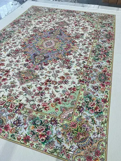 روفرشی کشدار مخمل شانل طرح سنتی گلدار کد C516 - 1