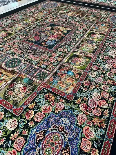 روفرشی کشدار شانل کد A238 – نمایی از باغ ارم با ترکیب رنگهای اشرافی - 1