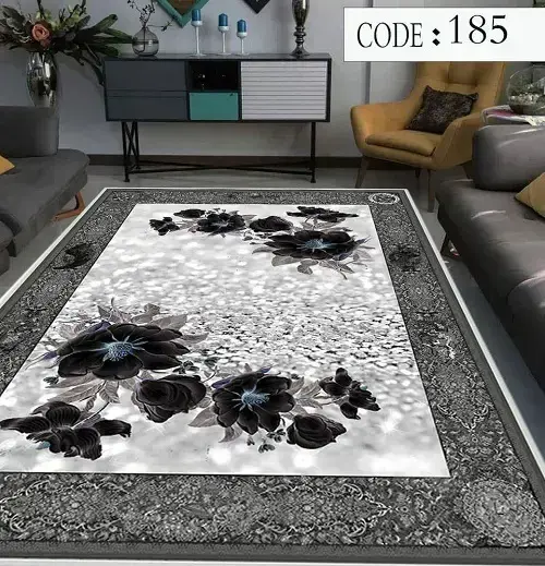 روفرشی کشدار مخمل شانل مدل گلدار خاکستری | کد محصول A185 - 1