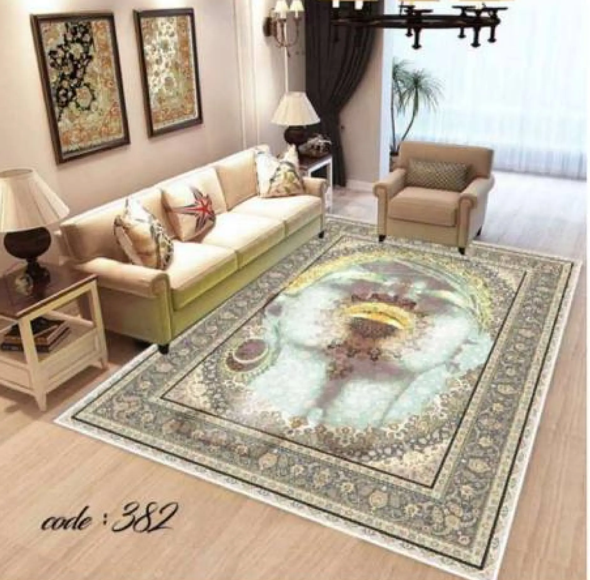 روفرشی کشدار مخمل شانل تراکم بالا (کاور فرش) کد A382 - 1