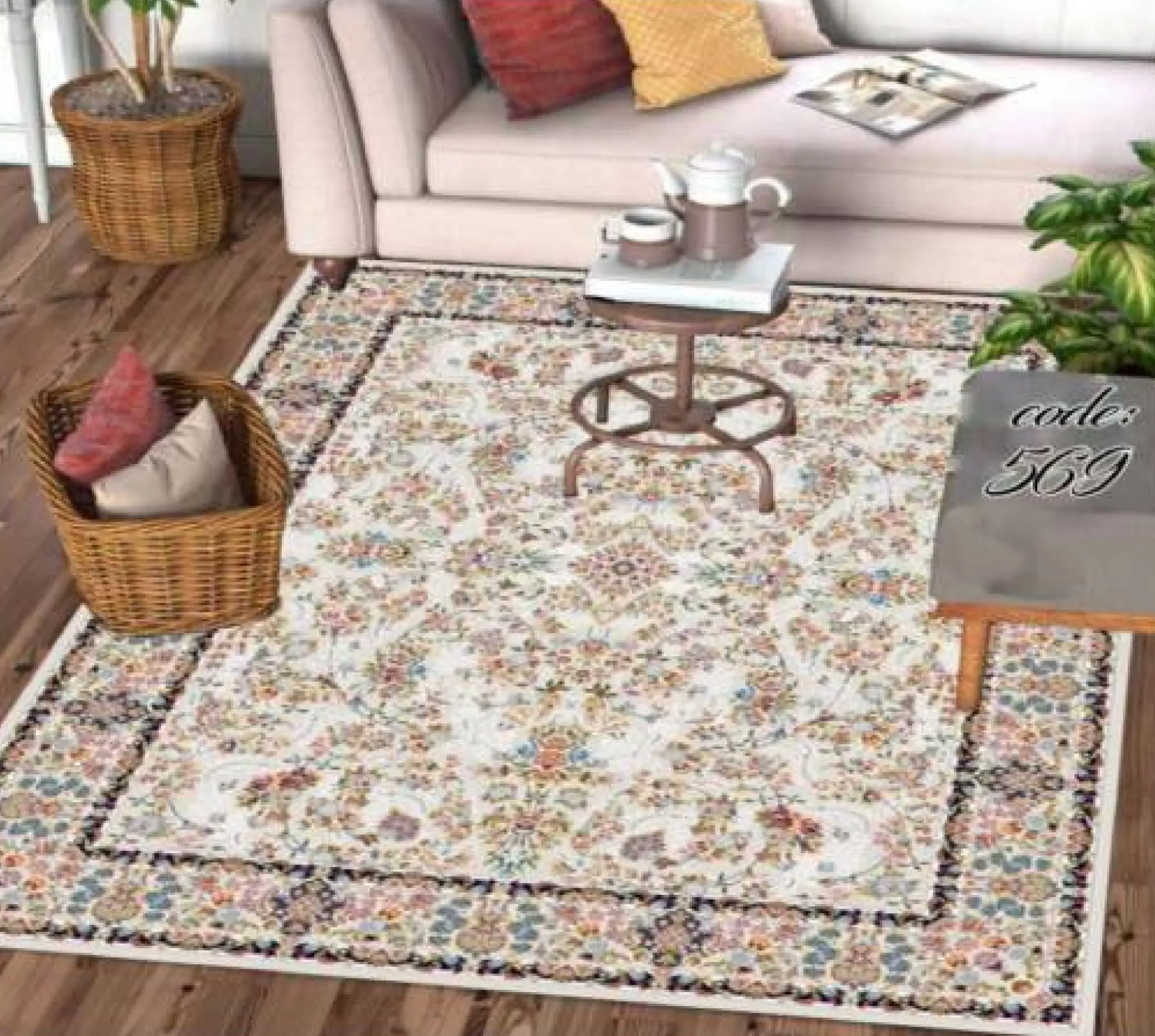 روفرشی کشدار مخمل شانل تراکم بالا (کاور فرش) کد A569 - 1